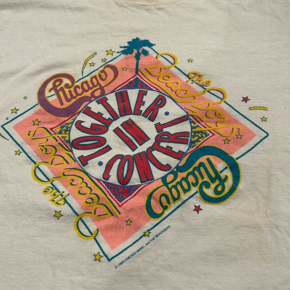 Vintage 1989 Chicago and Beach Boys in concert shirt Men’s Medium - Picture 2 of 6